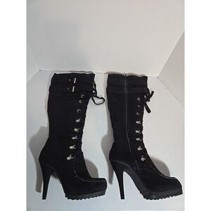 Vintage Baby Phat Womens Sz 7.5M Tall Heel Black Boots